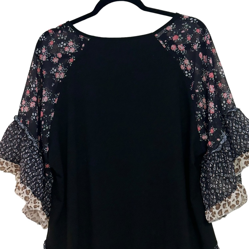 Nwot Mixed Prints Patchwork Ruffle Flutter Sleeve… - image 8